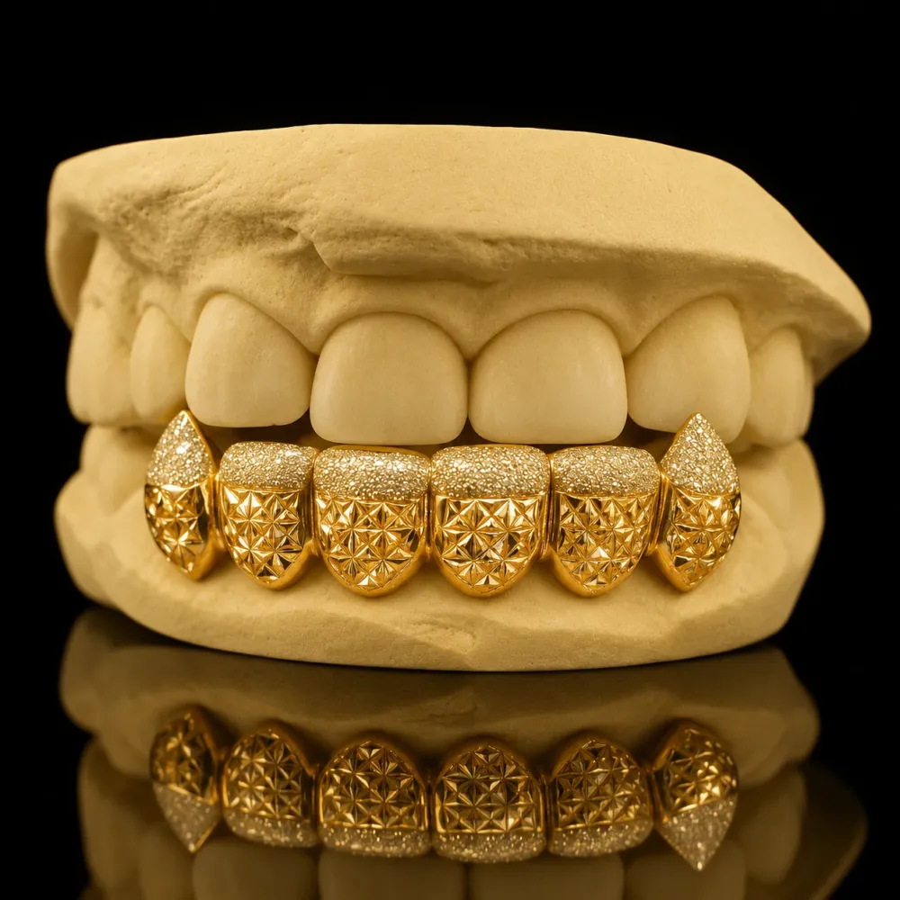 6-Piece Princess Cut Grillz with Two-Tone Tips