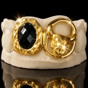 Taurus Bull Grillz with Black Gemstone