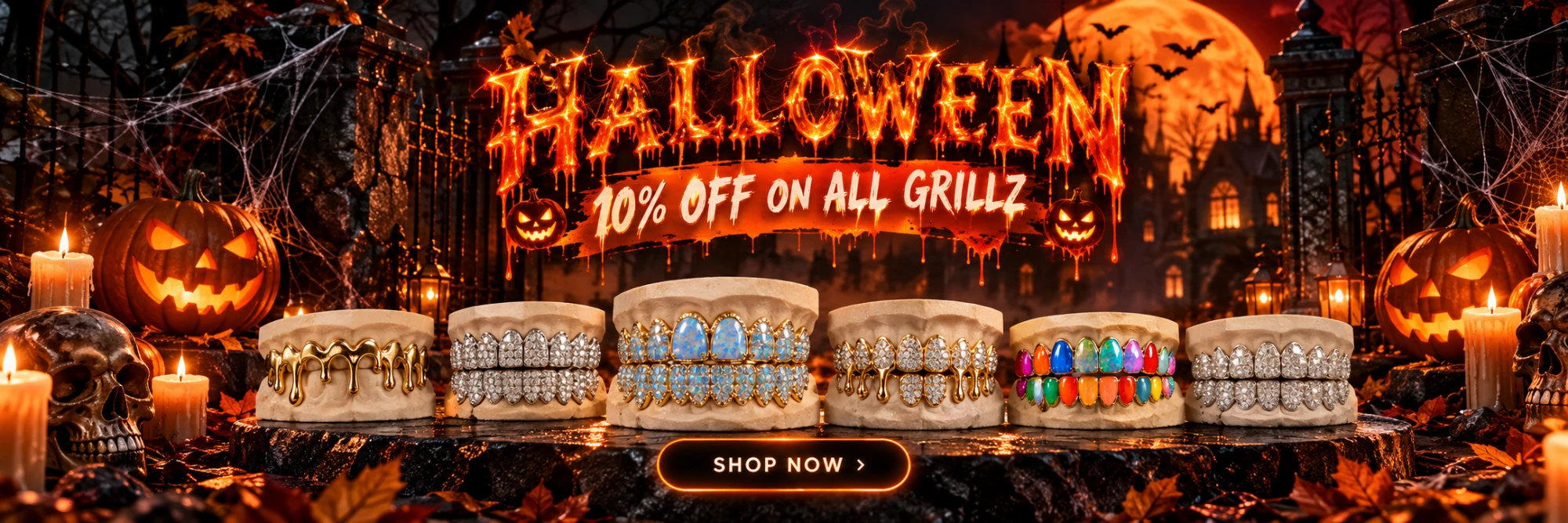 Halloween sale – 10% off all grillz at Eman Grilzz. Shop now